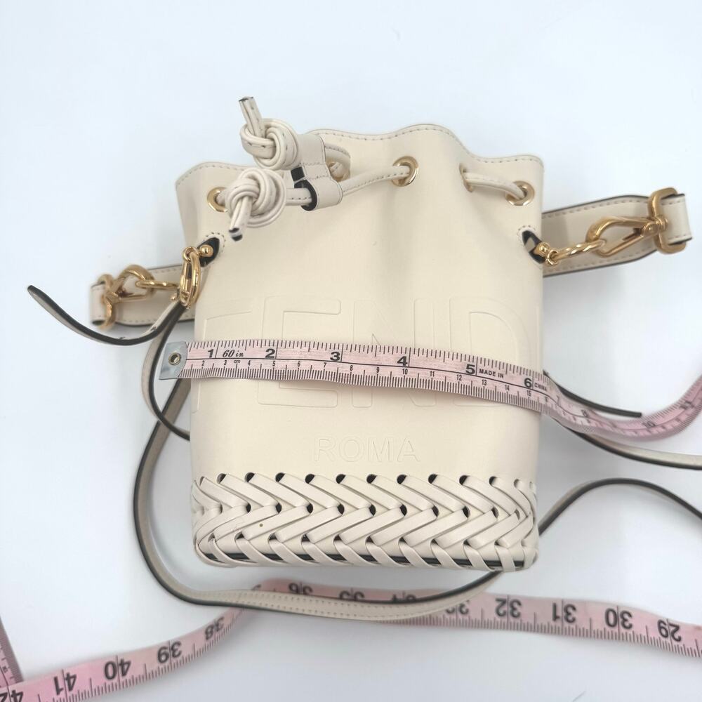 Fendi Ivory Cream Leather Mon Tresor Whipstitch Woven Neut Mini Bucket Bag‎ GHW - Picture 14 of 16